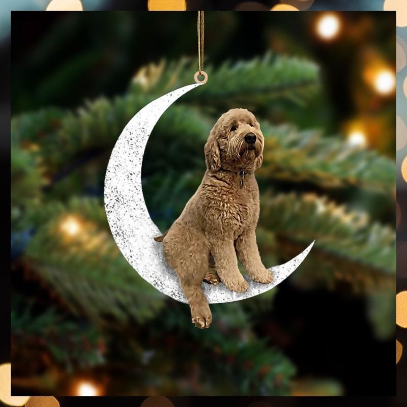 Goldendoodle Sit On The Moon hanging ornament 1