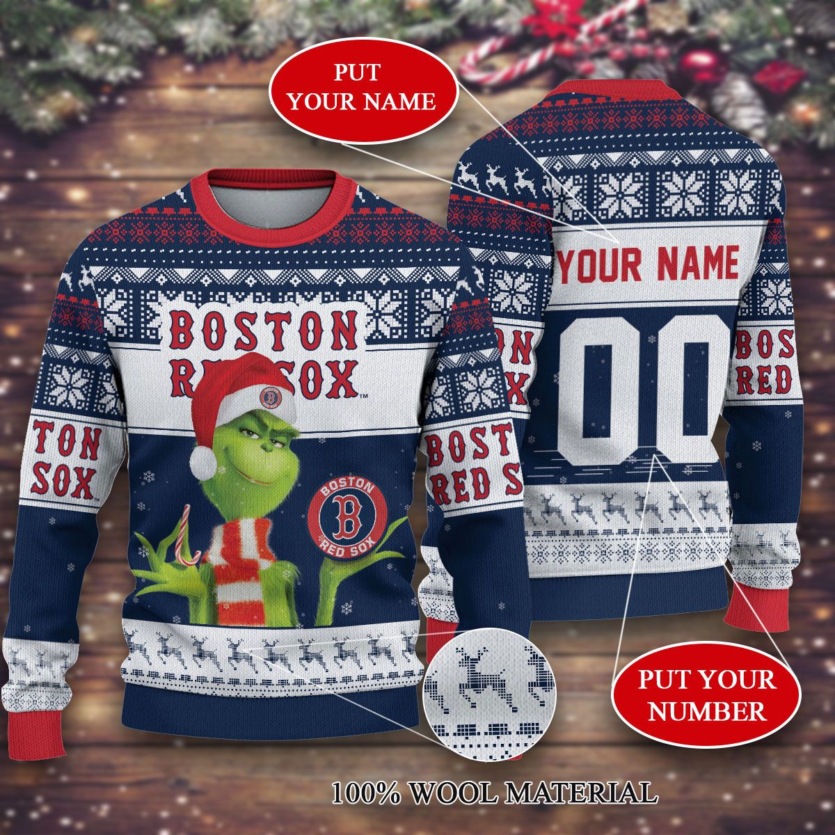 BEST Perosnalized Grinch Boston Red Sox custom sweater 8