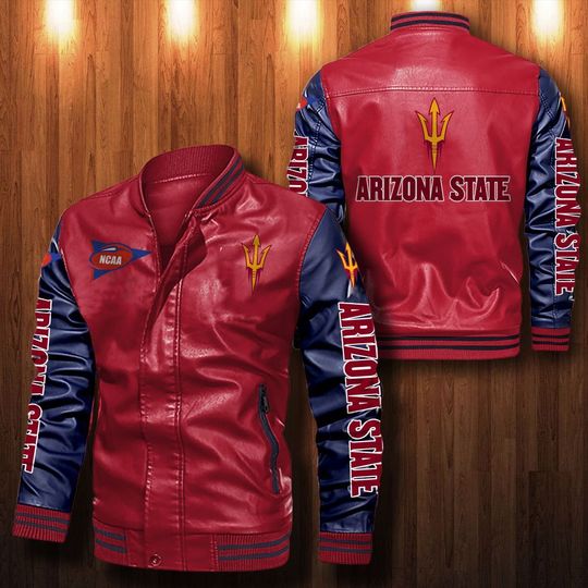 Arizona State Sun Devils football Leather bomber Jacket 2