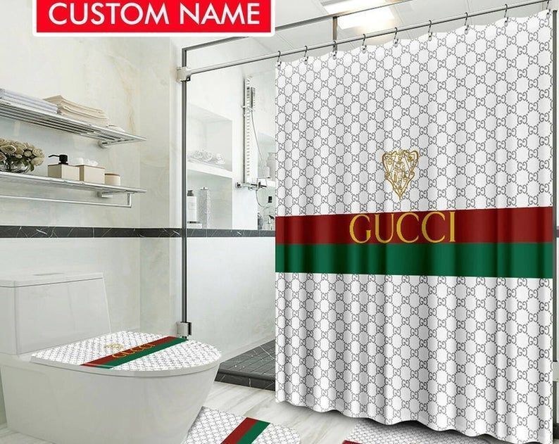 BEST Personalized Gucci luxury brand custom bathroom shower curtains set 1