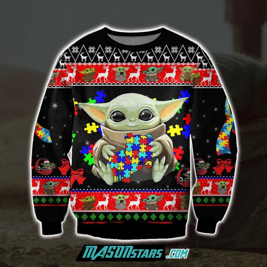 Baby Yoda With Puzzles Autism Christmas Sweater