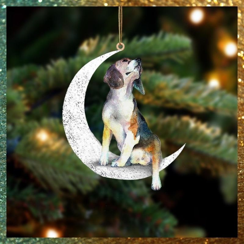 Beagle Sit On The Moon hanging ornament 3 Beagle Sit On The Moon hanging ornament 1