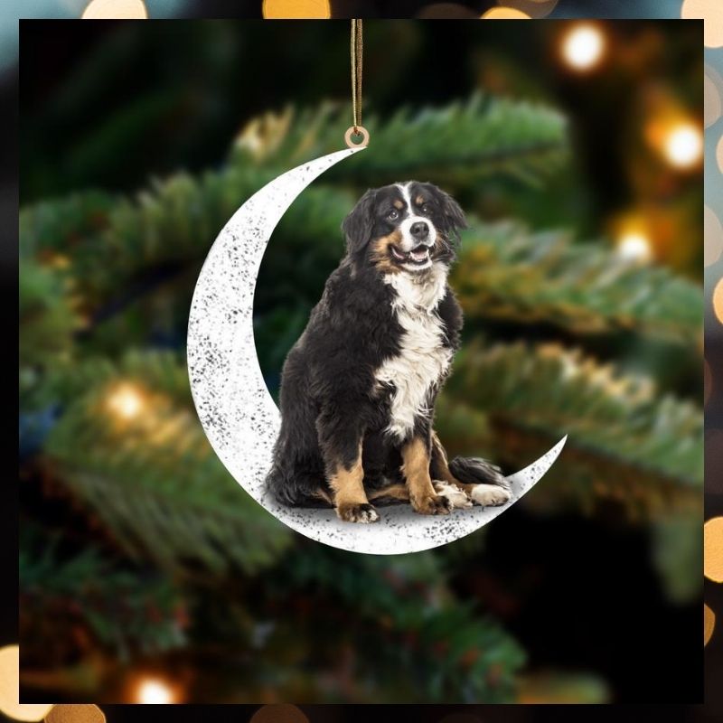 Bernese Mountain Sit On The Moon hanging ornament 2