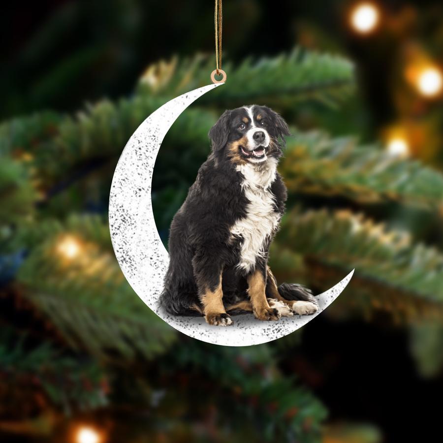 Bernese Mountain Sit On The Moon hanging ornament