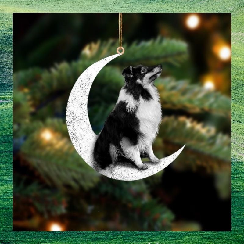 Bi Black Sheltie sit on the moon ornament 3 Bi Black Sheltie sit on the moon ornament 3