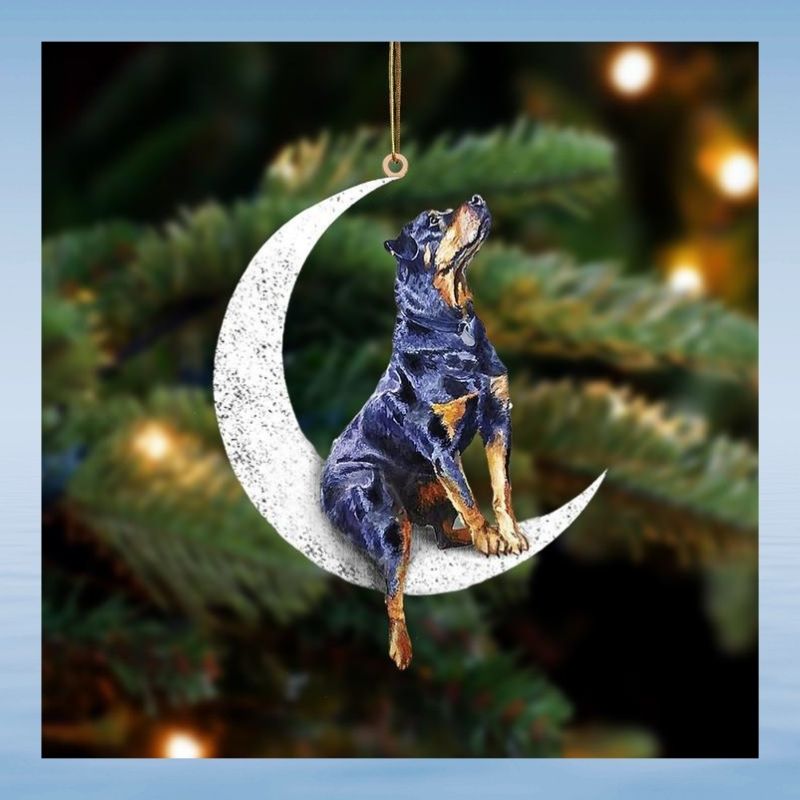 Blue Rottweiler sit on the moon ornament 2 Blue Rottweiler sit on the moon ornament 2