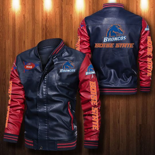 Boise State Broncos Leather bomber Jacket 1