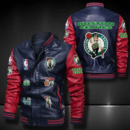 Boston Celtics Leather bomber Jacket 1