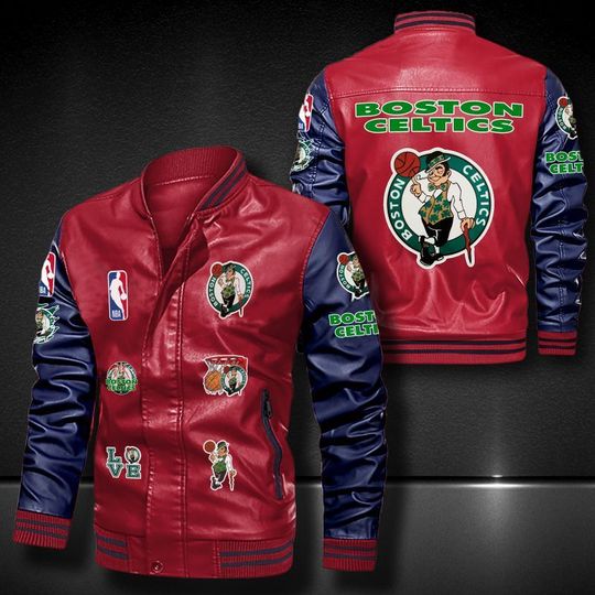 Boston Celtics Leather bomber Jacket 2