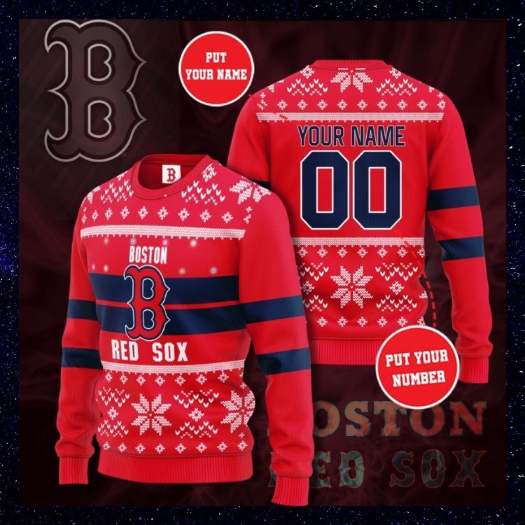 Boston Red Sox Personalized Custom Christmas Sweater 2 Boston Red Sox Personalized Custom Christmas Sweater2