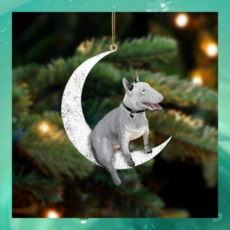 Bull Terrier sit on the moon ornament 2