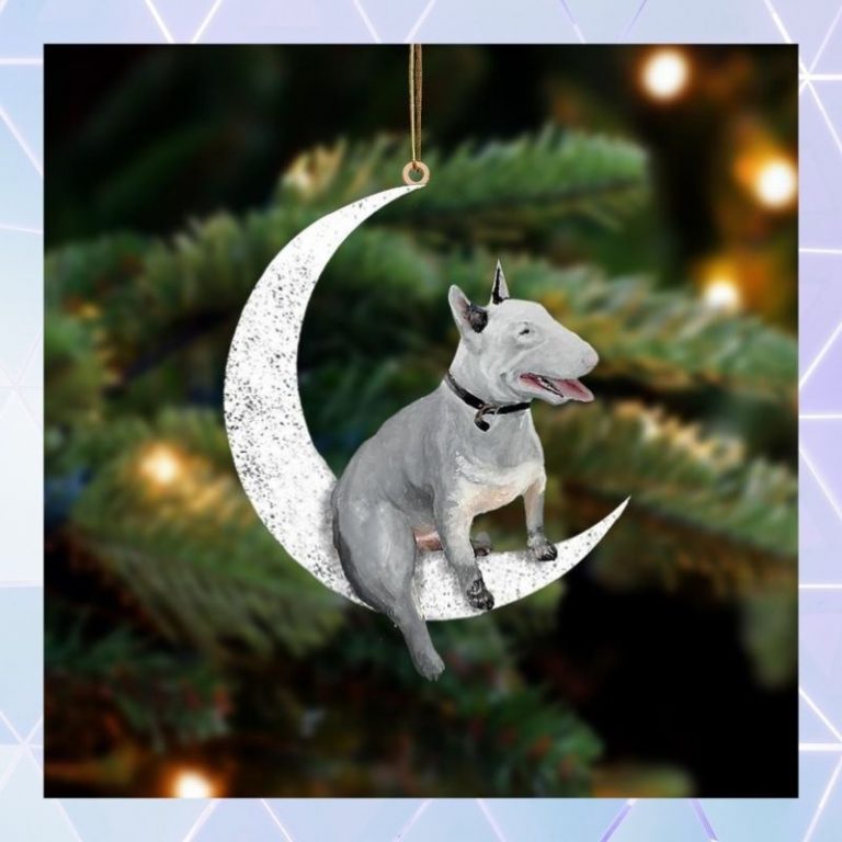 Bull Terrier sit on the moon ornament 3