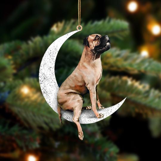 Bullmastiff sit on the moon ornament 1