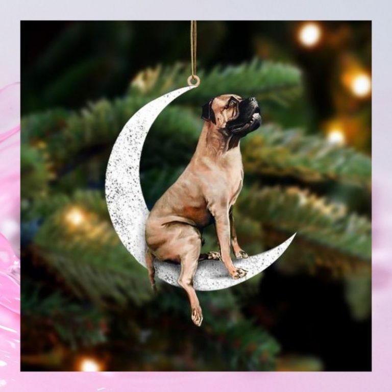 Bullmastiff sit on the moon ornament 2