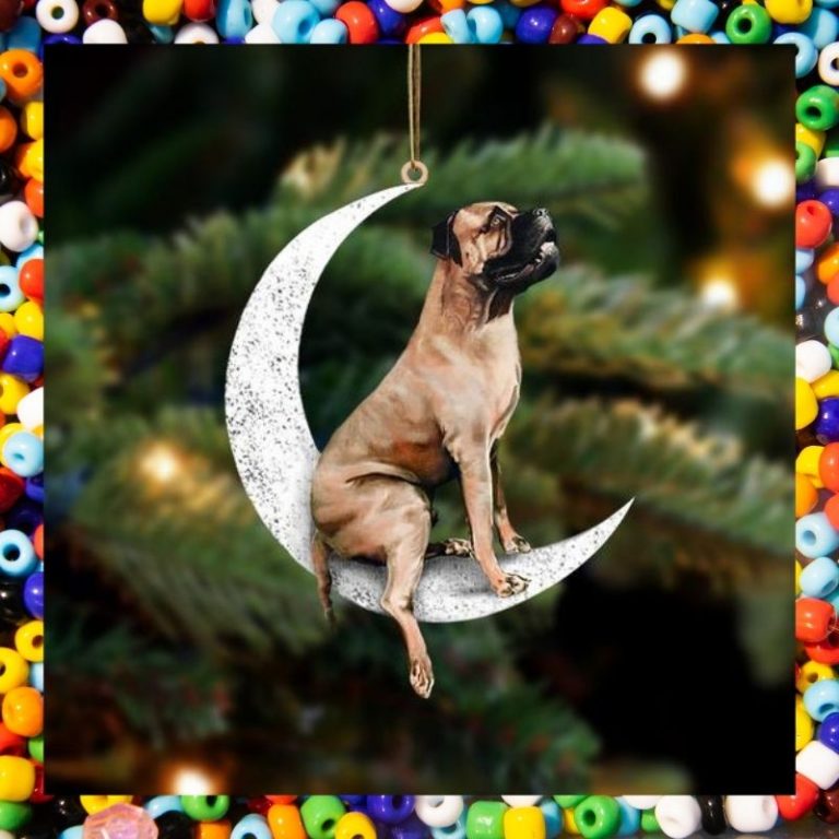Bullmastiff sit on the moon ornament 3