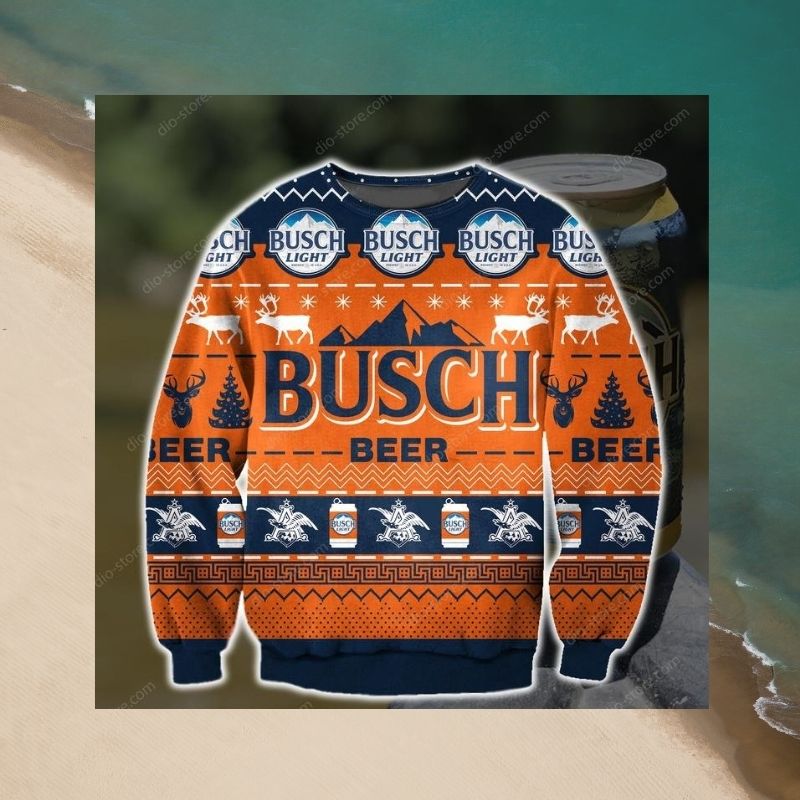 Busch Light beer deer orange christmas knitted wool sweater 3 Busch Light beer deer orange christmas sweater 2