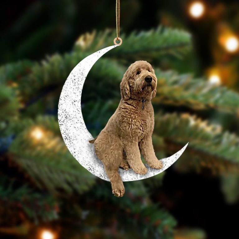 Goldendoodle Sit On The Moon hanging ornament