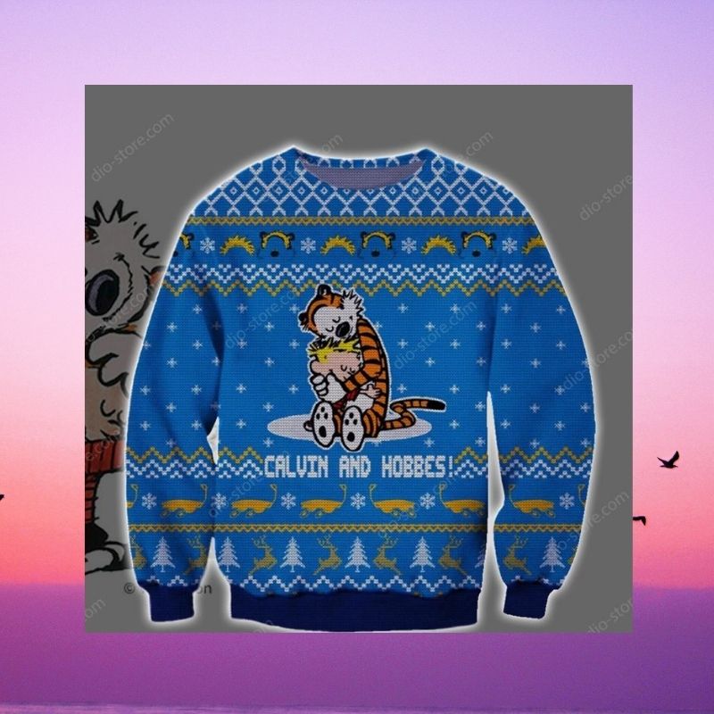 Calvin and Hobbes tiger christmas knitted wool sweater 2 Calvin and Hobbes tiger christmas sweater 4