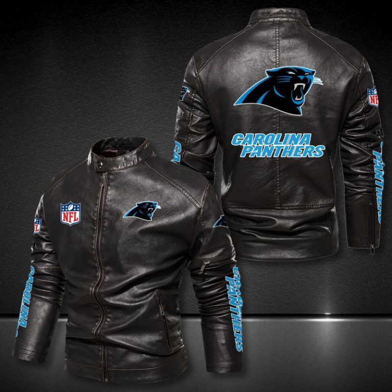 Carolina Panthers NFL 3D Motor Leather Jacket 1 Carolina Panthers NFL 3D motor leather jacket 1