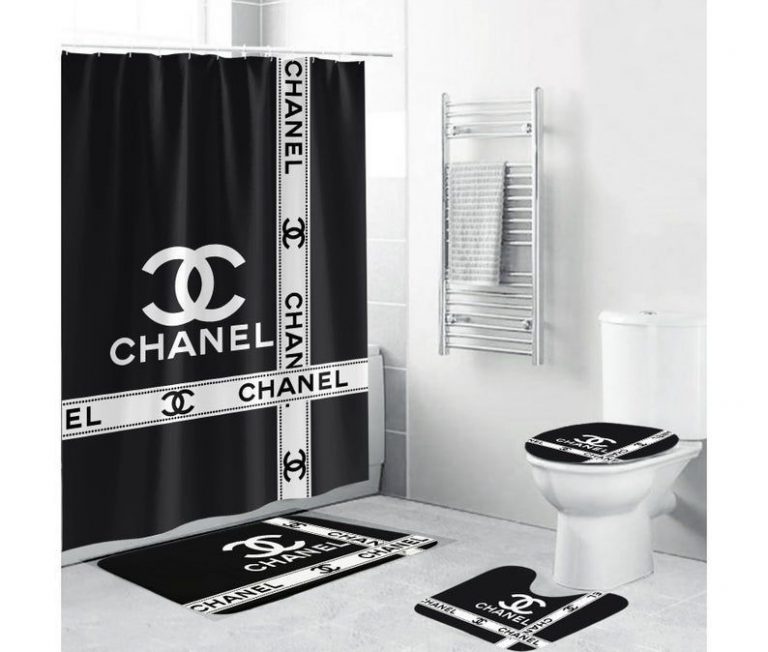 Chanel Luxury Bathroom Shower Curtain Set Chanel Luxury bathroom shower curtain set