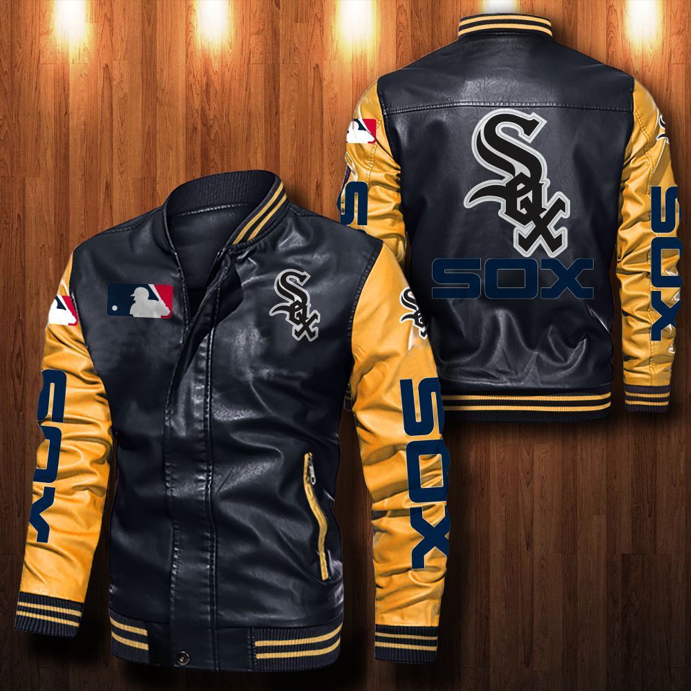 Chicago White Sox Bomber leather jacket 4 Chicago White Sox Bomber leather jacket 3
