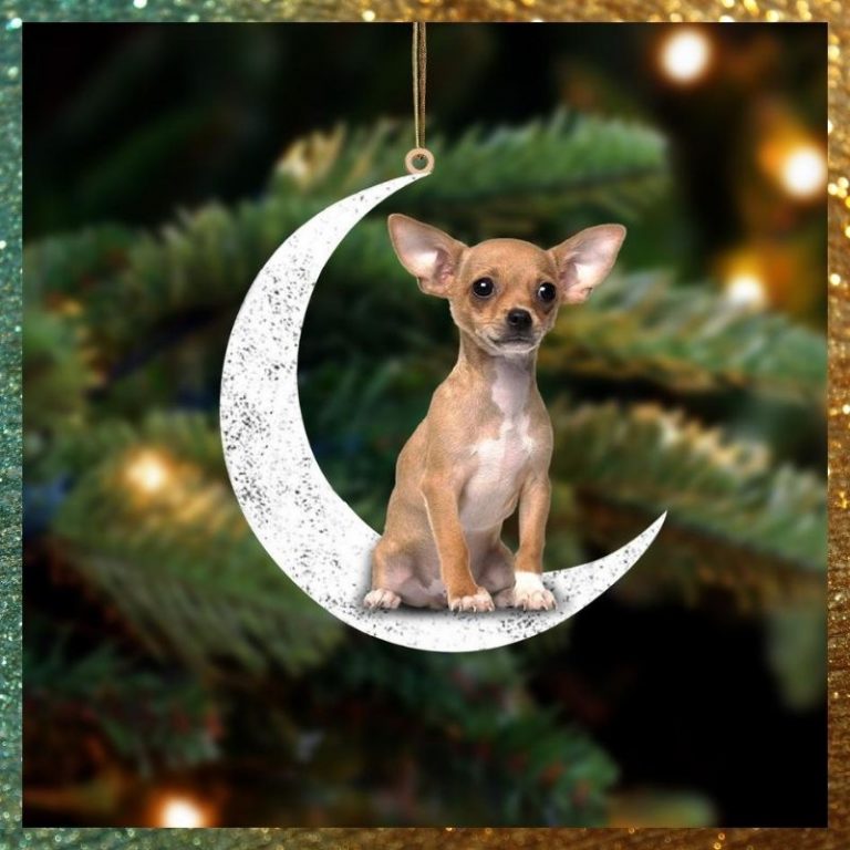 Chihuahua Sit On The Moon hanging ornament 1