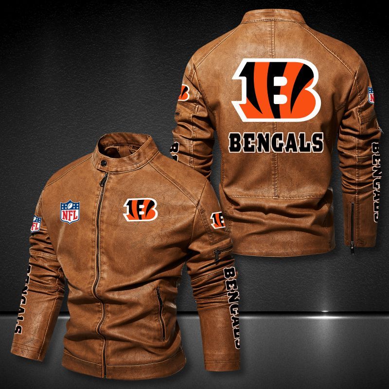Cincinnati Bengals NFL 3D motor leather jacket 3