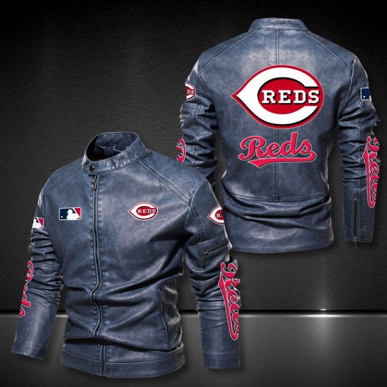 Cincinnati Reds MLB 3D motor leather jacket 2