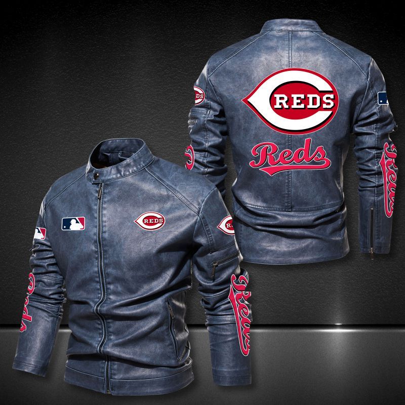 Cincinnati Reds MLB 3D motor leather jacket 2