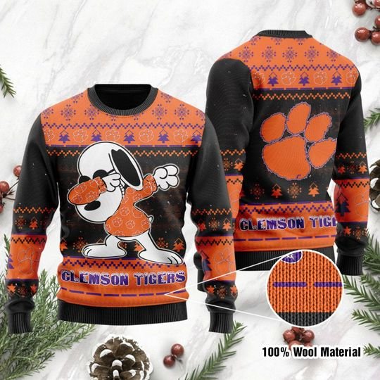 Clemson Tigers Snoopy Ugly Sweater