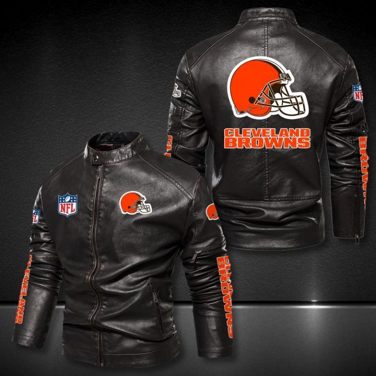 Cleveland Browns NFL 3D Motor Leather Jacket 1 Cleveland Browns NFL 3D motor leather jacket 1