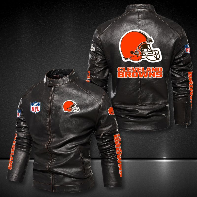 Cleveland Browns NFL 3D motor leather jacket 1