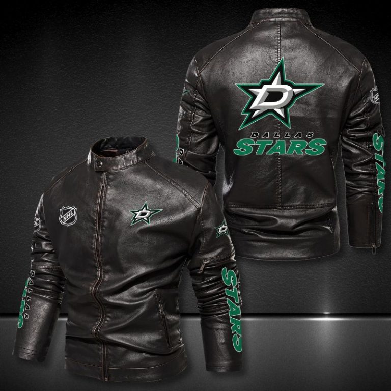 Dallas Stars NHL 3D motor leather jacket 1