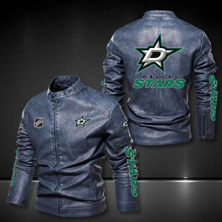 Dallas Stars NHL 3D motor leather jacket 2