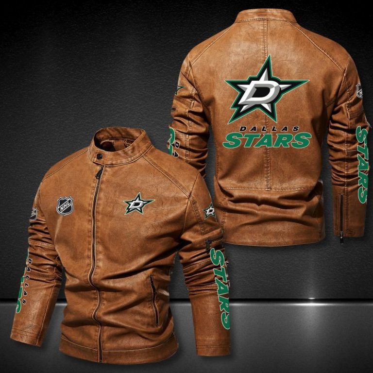 Dallas Stars NHL 3D motor leather jacket 3