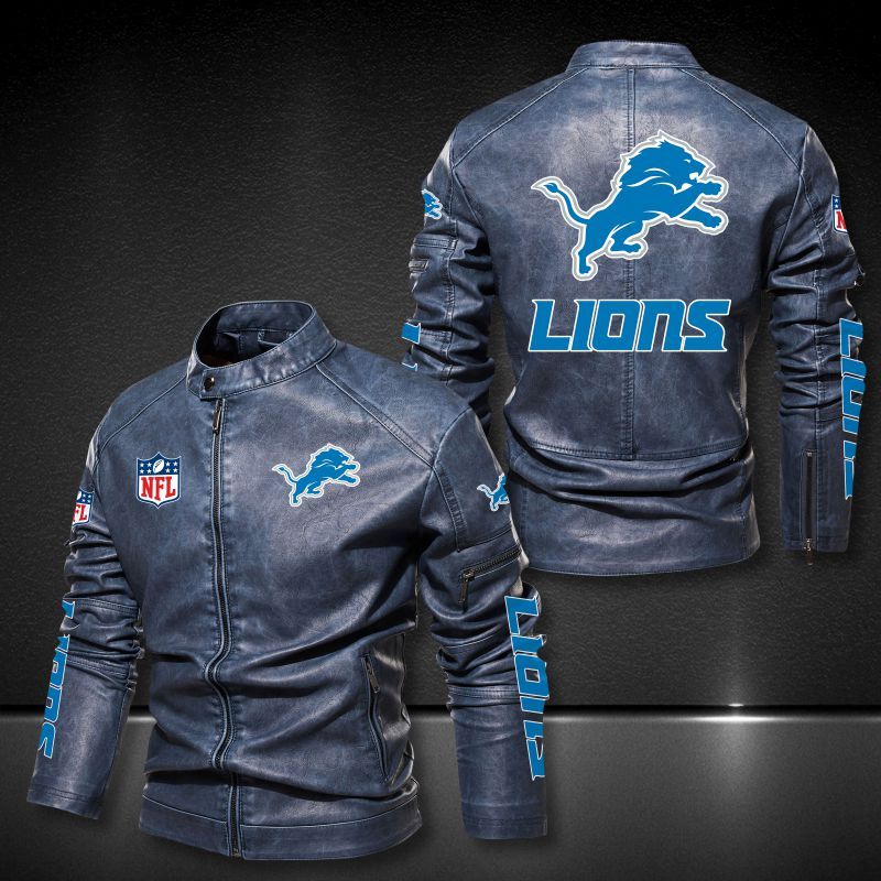Detroit Lions NFL 3D motor leather jacket 2