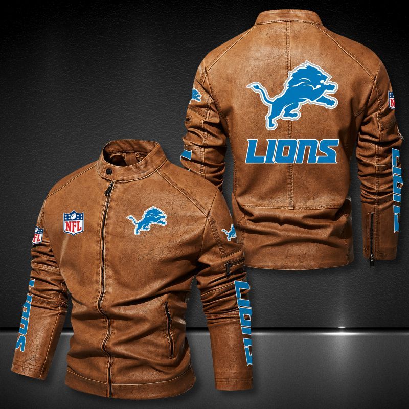 Detroit Lions NFL 3D motor leather jacket 2 Detroit Lions NFL 3D motor leather jacket 3