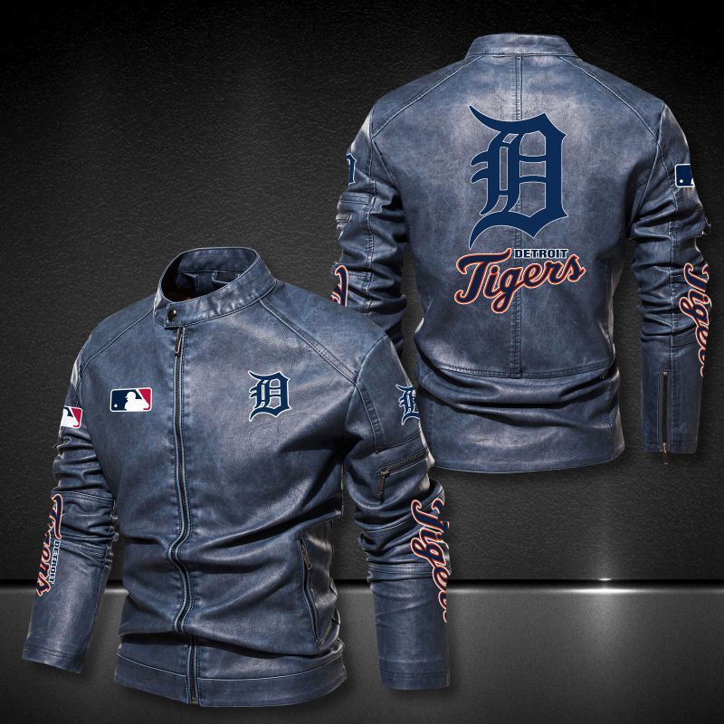 Detroit Tigers motor leather jacket 3 Detroit Tigers motor leather jacket 1