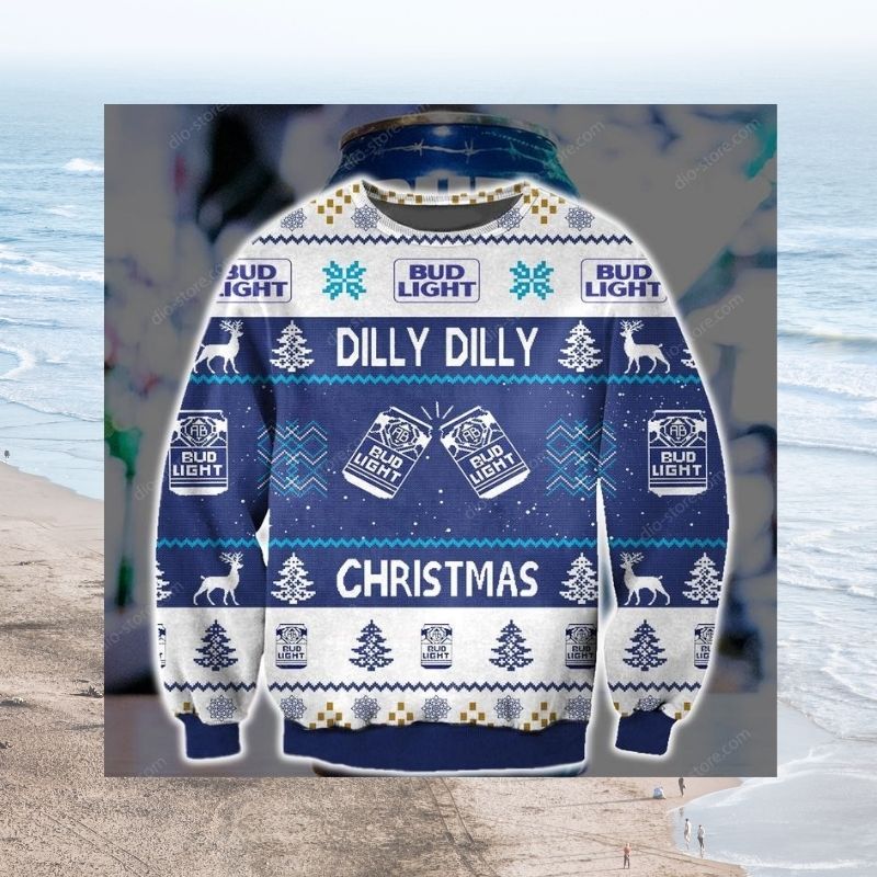 METAL Christmas Ornament Double Sided Bud Light Dilly Dilly Ugly Sweater