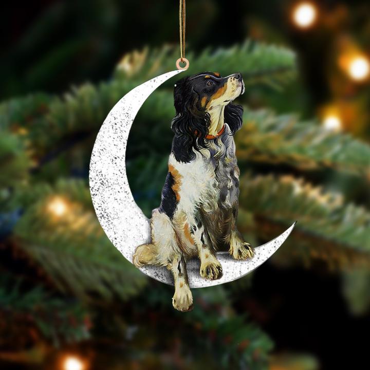 English Setter sit on the moon ornament 1