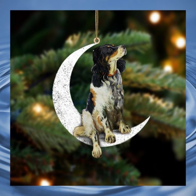 English Setter sit on the moon ornament 2