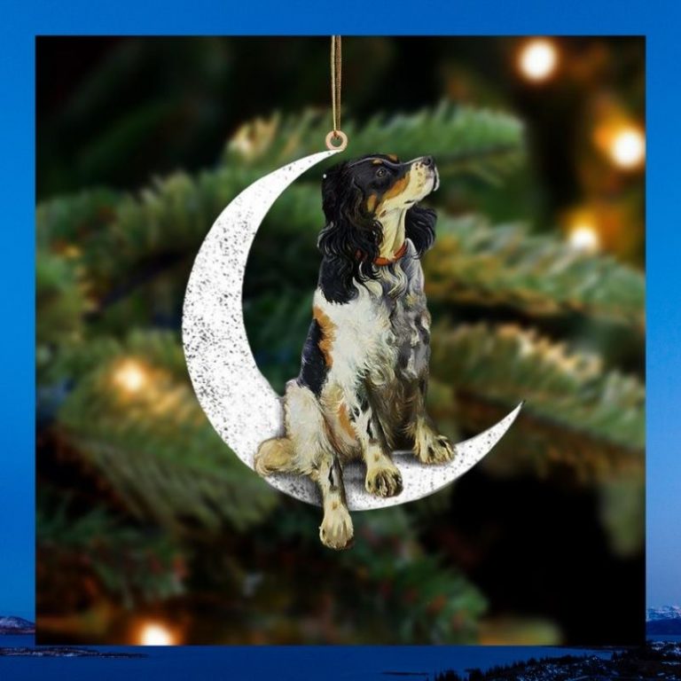 English Setter sit on the moon ornament 3