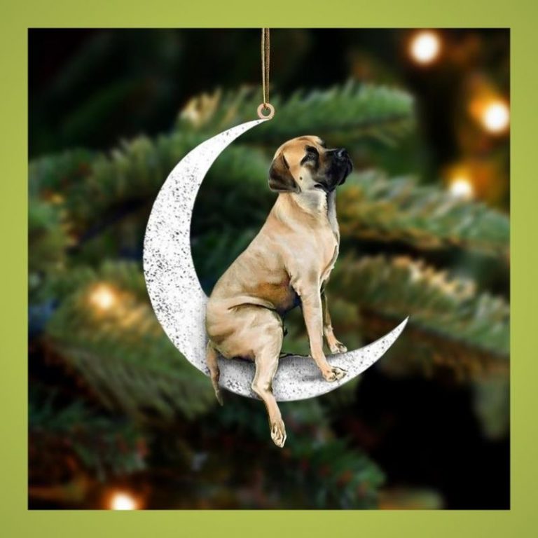 English mastiff sit on the moon ornament 2
