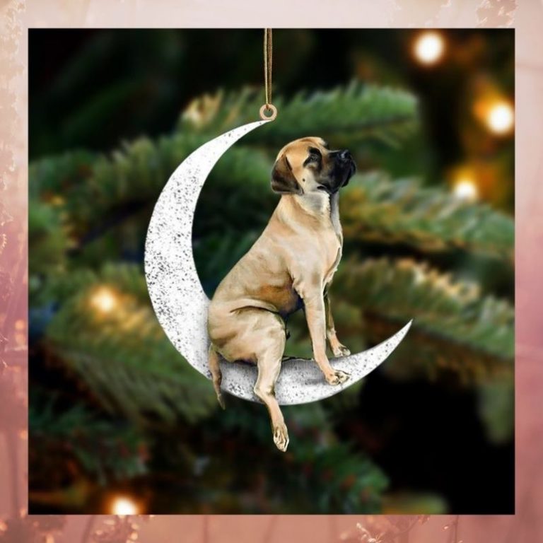 English mastiff sit on the moon ornament 3