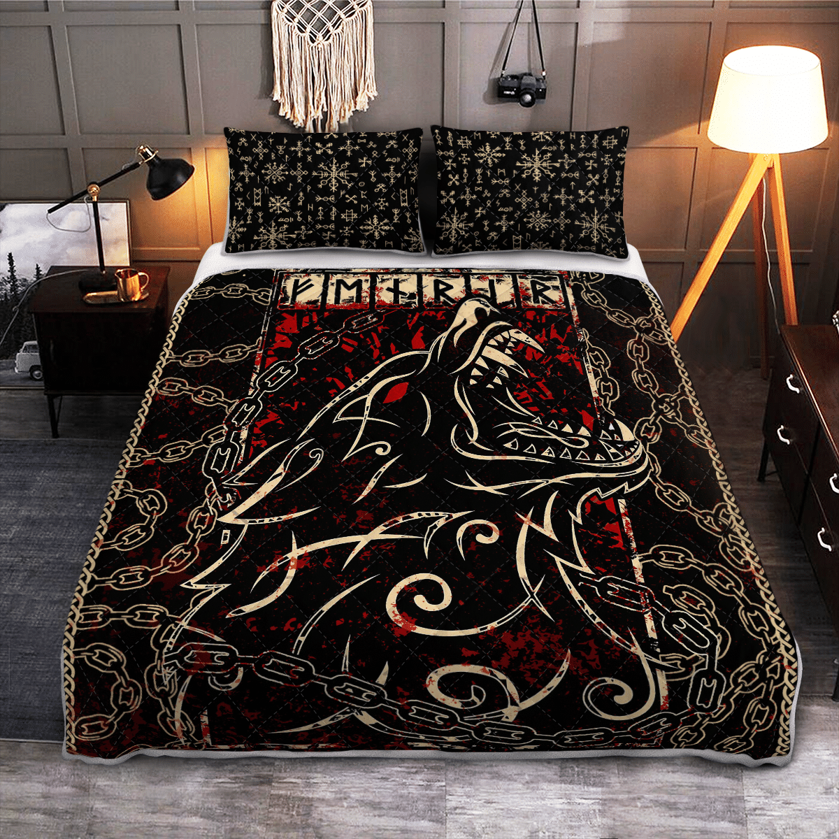 Fenrir With Chainz Viking Quilt Bedding Set
