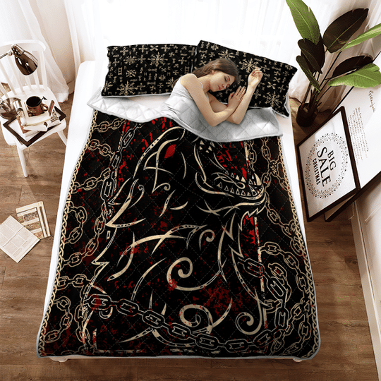 Fenrir With Chainz Viking Quilt Bedding Set 5 Fenrir With Chainz Viking Quilt Bedding Set2