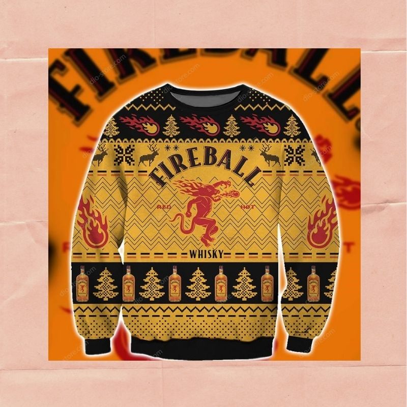 Fireball Cinnamon Whisky christmas knitted wool sweater 3 Fireball Cinnamon Whisky christmas sweater 3