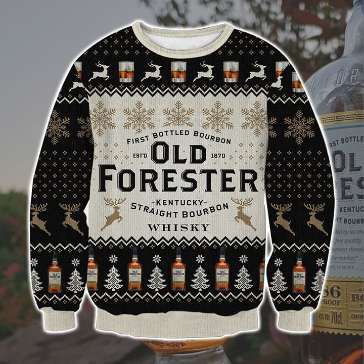 First Bottled Bourbon Est Old 1870 Forester Kentucky Straight Bourbon Whisky Christmas sweater 1