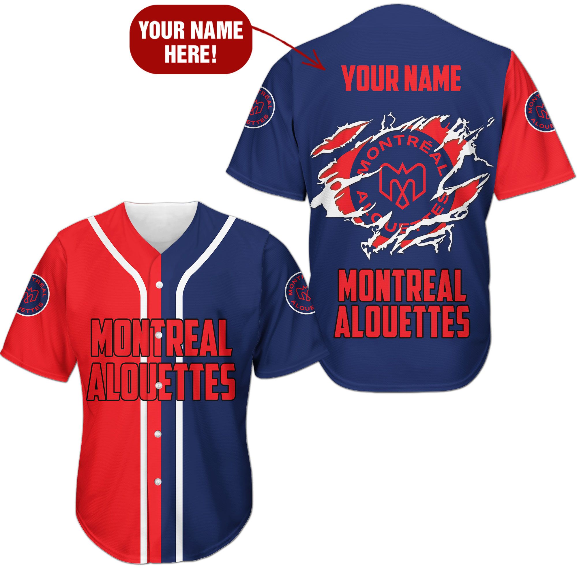Football Club CFL Montreal Alouettes baseball jersey word2