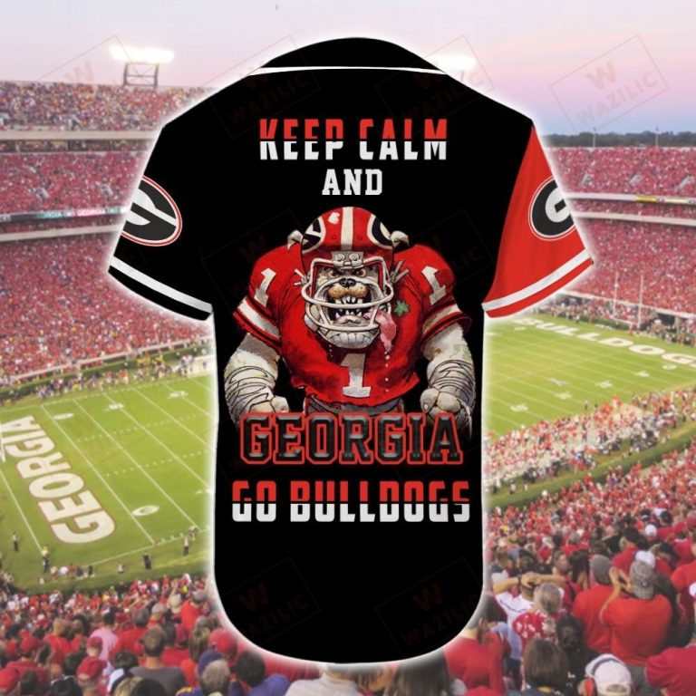 Georgia Bulldogs Keep calm and Georgia go Bulldogs baseball jersey 2